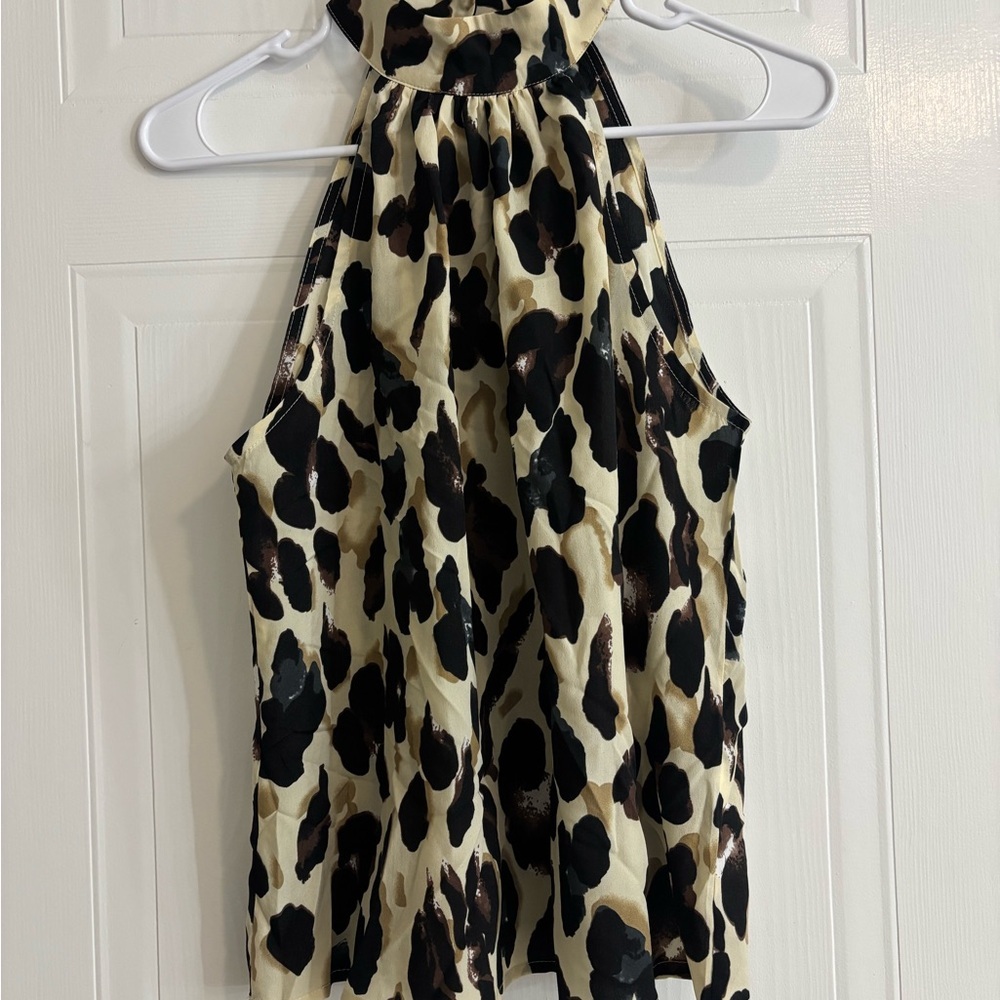 Leopard Print Halter Neck Tank Top